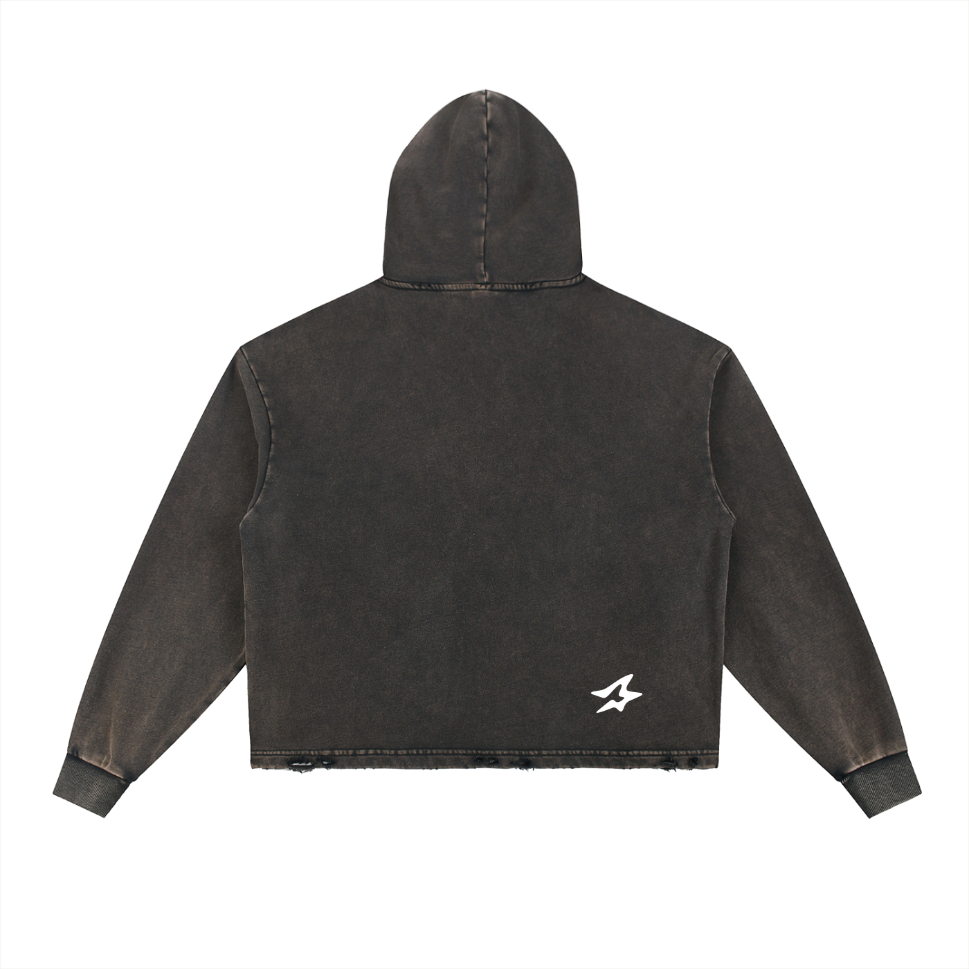 Vintage Washed Frayed-Hem Hoodie