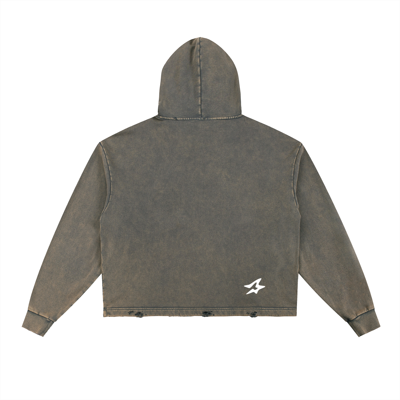 Vintage Washed Frayed-Hem Hoodie