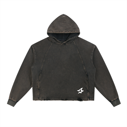 Vintage Washed Frayed-Hem Hoodie
